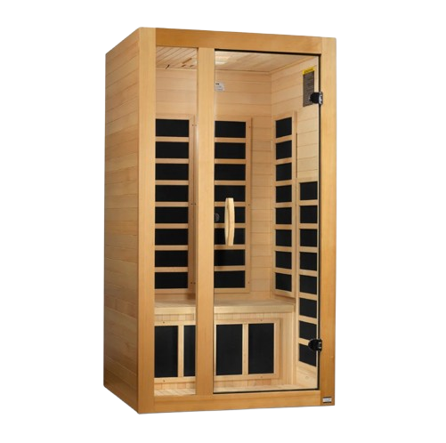 Front Right Side View Of The Dynamic Gracia 2 Person Ultra Low EMF FAR Infrared Indoor Sauna | DYN-6119-01 Elite