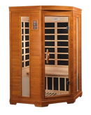 Front Right Side View Of The Dynamic Heming Elite 2-Person Ultra Low EMF FAR Infrared Indoor Corner Sauna | DYN-6225-02 Elite