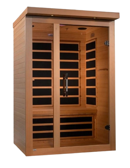 Front Right Side View Of The Dynamic Llumeneres 2-Person Ultra Low EMF FAR Infrared Indoor Sauna | DYN-6215-02