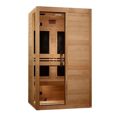 Front Right Side View Of The Dynamic Lucca 2 Person Ultra Low EMF FAR Infrared Indoor Sauna | DYN-6215-05 Elite
