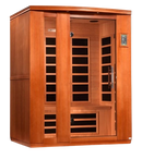 Front Right Side View Of The Dynamic Lugano 3-Person Ultra Low EMF FAR Infrared Indoor Sauna | DYN-6336-02 Elite