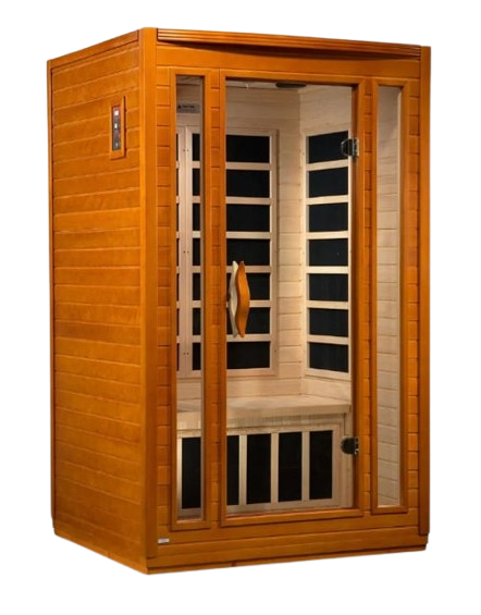 Front Right Side View Of The Dynamic San Marino Elite 2-Person Ultra Low EMF FAR Infrared Indoor Sauna | DYN-6206-01 Elite