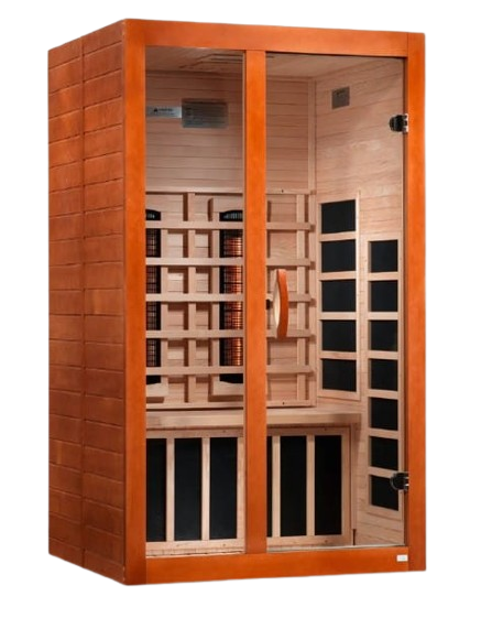 Front Right Side View Of The Dynamic Santiago 2-Person Full Spectrum Near Zero EMF FAR Infrared Indoor Sauna | DYN-6209-03 FS
