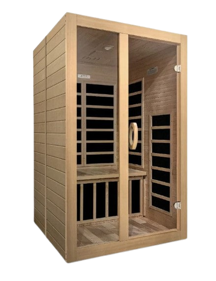 Front Right Side View Of The Dynamic Santiago 2-Person Low EMF FAR Infrared Indoor Sauna | DYN-6209-01