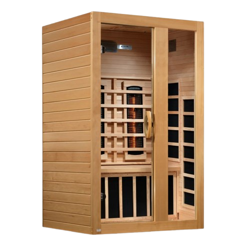Front Right Side View Of The Dynamic Serena 2 Person Full Spectrum Infrared Indoor Sauna | DYN-6229-03 FS