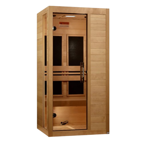 Front Right Side View Of The Dynamic Veneto 2 Person Ultra Low EMF FAR Infrared Indoor Sauna | DYN-6115-05 Elite