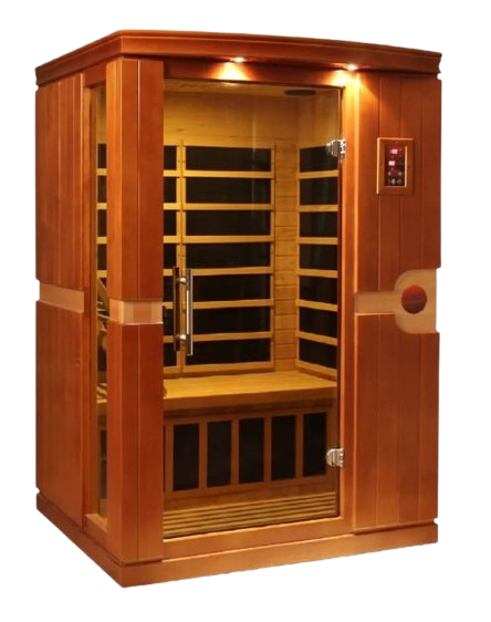 Front Right Side View Of The Dynamic Venice Elite 2-Person Ultra Low EMF FAR Infrared Indoor Sauna | DYN-6210-01-Elite