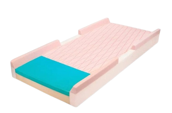 Front Right Side View Of The Emerald Selectis Comfort Select Pressure Redistribution Foam Mattress Shown With Raised Side Rails