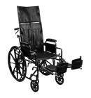 Front Right Side View Of The Emerald iCruise Reclining Wheelchair Shown With Legrests In The Upright Position