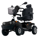 Front Right Side View Of The FreeRiderUSA FR GDX Mobility Scooter Shown In The Black Color