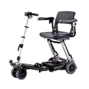 Front Right Side View Of The FreeRiderUSA Luggie Elite Folding Mobility Scooter Shown In The Black Color