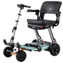 Front Right Side View Of The FreeRiderUSA Luggie Super Plus 4 Folding Mobility ScooterShown In The Light Green Color