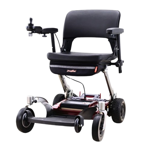 Front Right Side View Of The FreeRiderUSA Luggie Travel Power Wheelchair