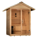 Front Right Side View Of The Golden Designs Arlberg 3-Person Outdoor Sauna | GDI-8103-01