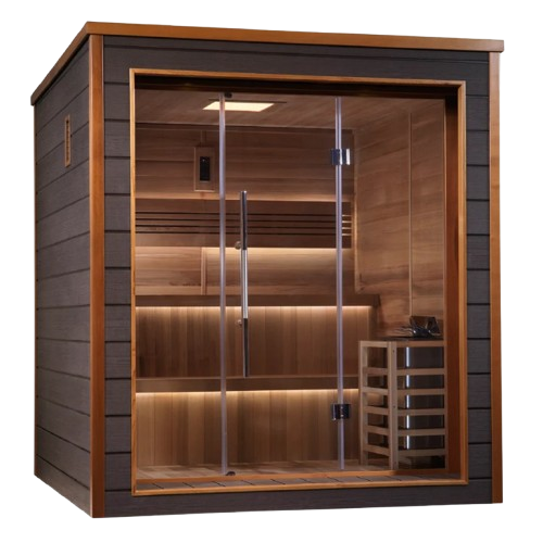 Front Right Side View Of The Golden Designs Bergen 6-Person Outdoor Sauna | GDI-8206-01