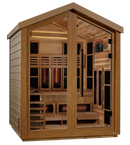 Front Right Side View Of The Golden Designs Loviisa 3-Person Hybrid Outdoor Sauna | GDI-8523-01