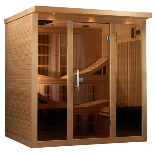 Front Right Side View Of The Golden Designs Monaco 6-Person Near Zero EMF Far Infrared Indoor Sauna |  GDI-6996-01