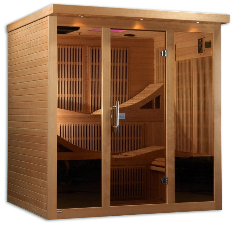 Front Right Side View Of The Golden Designs Monaco 6-Person Near Zero EMF Indoor Sauna | GDI-6996-01