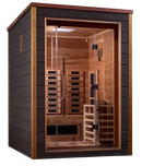 Front Right Side View Of The Golden Designs Nora 2-Person Hybrid Outdoor Sauna | GDI-8222-01