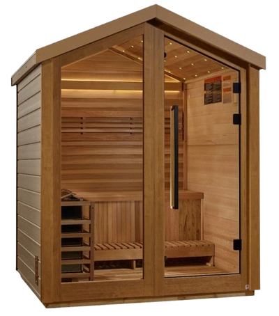 Front Right Side View Of The Golden Designs Savonlinna 3-Person Outdoor Sauna | GDI-8503-01