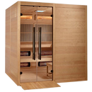 Front Right Side View Of The Golden Designs Toledo 6-Person Full Spectrum EMF Hybrid Indoor Sauna | GDI-8360-01 Shown With Wheelchair Ramp