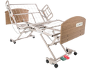 Front Right Side View Of The Graham Field Matrix 6200 Hi-Low Hospital Homecare Bed Shown In The Elevated Articulated Position With Side Rails