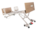 Front Right Side View Of The Graham Field Zenith 7200 APS Hi-Lo Hospital Homecare Bed In The Trendelenburg Position With Side Rails