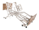 Front Right Side View Of The Graham Field Zenith 7200 APS Hi-Lo Hospital Homecare Bed Shown In The Cardiac Chair Position With Side Rails