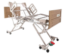 Front Right Side View Of The Graham Field Zenith 7200 APS Hi-Lo Hospital Homecare Bed Shown In The Elevated Adjusted Position With Side Rails 