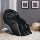 Front Right Side View Of The Infinity Dynasty 4D Massage Chair Shown In Black/Black Color In An Indoor Setting