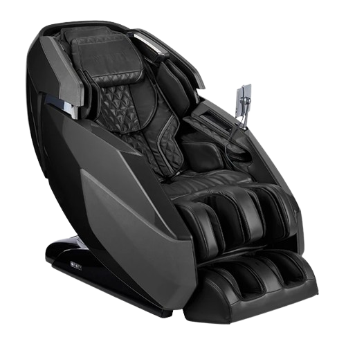 Front Right Side View Of The Infinity Imperial Syner-D Massage Chair Shown In Black/Black Color