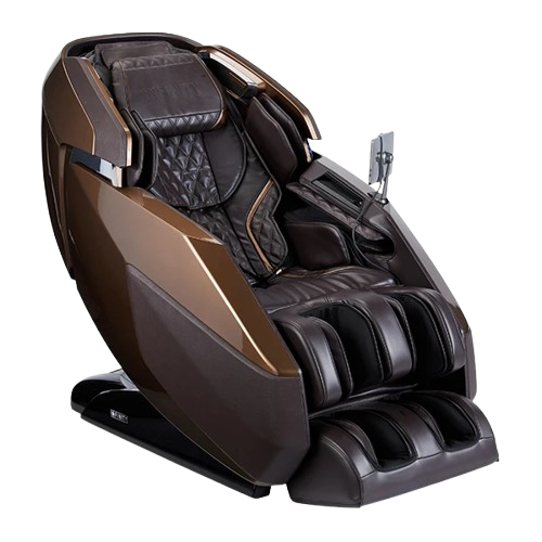 Front Right Side View Of The Infinity Imperial Syner-D Massage Chair Shown In Dark Brown/Dark Brown Color