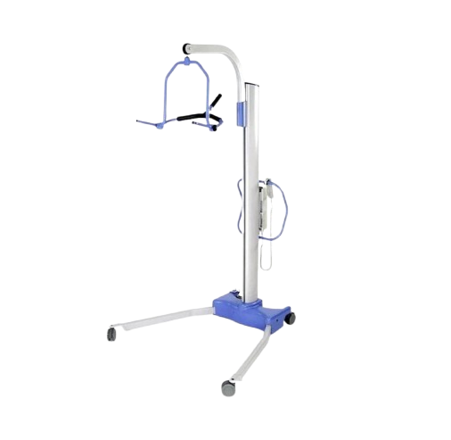 Front Right Side View Of The Joerns Hoyer Stature Professional Patient Lift Shown In The Elevated Position