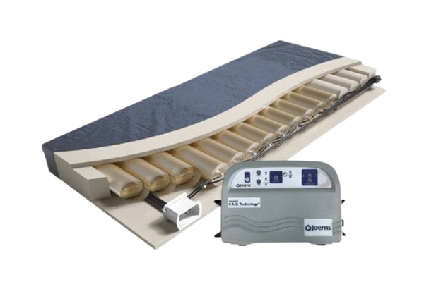 Front Right Side View Of The Joerns P.R.O. Matt Plus Alternating Pressure Mattress System for Bedsores With PMP1 Control Unit