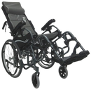 Front Right Side View Of The Karman VIP-515 Tilt-In-Space Wheelchair Shown In The Titled Position