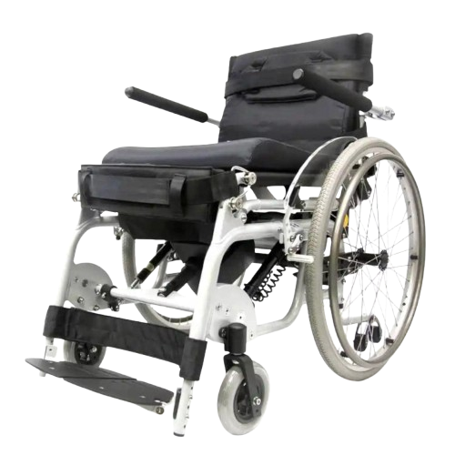 Front Right Side View Of The Karman XO-101 Standing Wheelchair Shown In The Seated Position