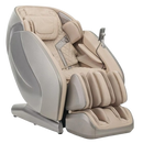 Front Right Side View Of The Kyota Hatsumei M900 AI 4D Massage Chair In Gray And Tan Color