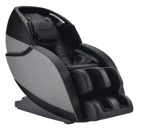 Front Right Side View Of The Kyota Kansha M878 Massage Chair In Black And Gray Color
