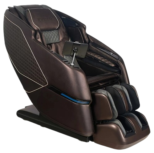 Front Right Side View Of The Kyota Kizuna M688 Massage Chair Shown In Brown Color