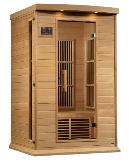 Front Right Side View Of The Maxxus 2-Person Near Zero EMF FAR Infrared Indoor Sauna | MX-K206-01-ZF