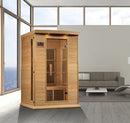 Front Right Side View Of The Maxxus 2-Person Near Zero EMF FAR Infrared Indoor Sauna | MX-K206-01-ZF Shown In An Indoor Setting