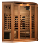Front Right Side View Of The Maxxus 3-Person Full Spectrum Near Zero EMF Infrared Indoor Corner Sauna | MX-M356-01-FS CED