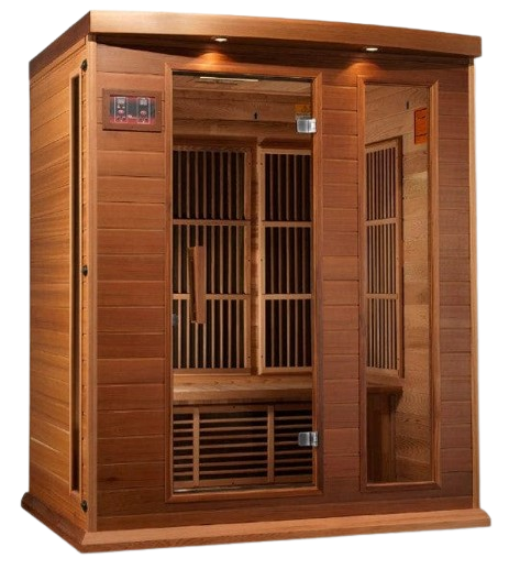 Front Right Side View Of The Maxxus 3-Person Low EMF FAR Infrared Indoor Sauna | MX-K306-01-CED