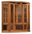 Front Right Side View Of The Maxxus 3-Person Near Zero EMF FAR Infrared Corner Indoor Sauna | MX-K356-01-ZF-CED