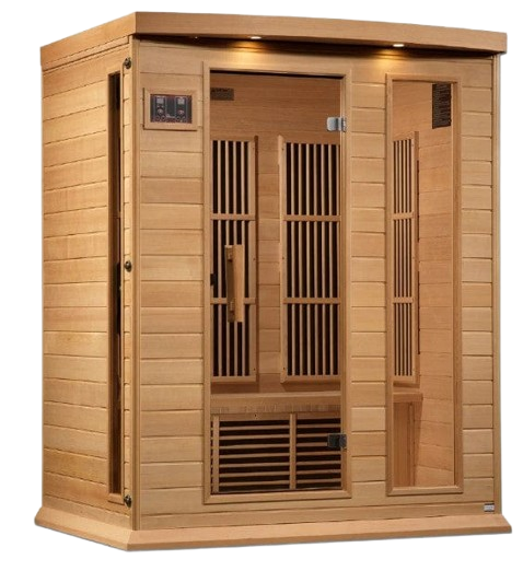 Front Right Side View Of The Maxxus 3-Person Near Zero EMF FAR Infrared Indoor Sauna | MX-K306-01-ZF