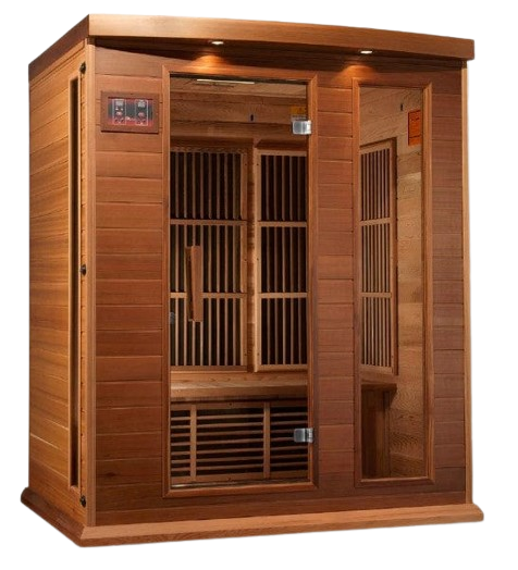 Front Right Side View Of The Maxxus 3-Person Near Zero EMF FAR Infrared Indoor Sauna | MX-K306-01-ZF CED