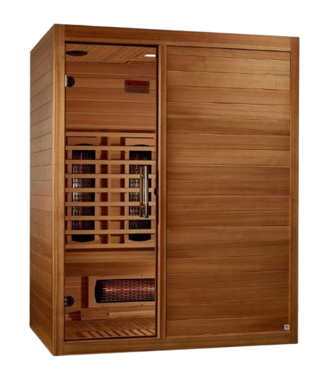 Front Right Side View Of The Maxxus 3-Person S-Line Full Spectrum Infrared Indoor Sauna | MX-S306-01-FS-PC