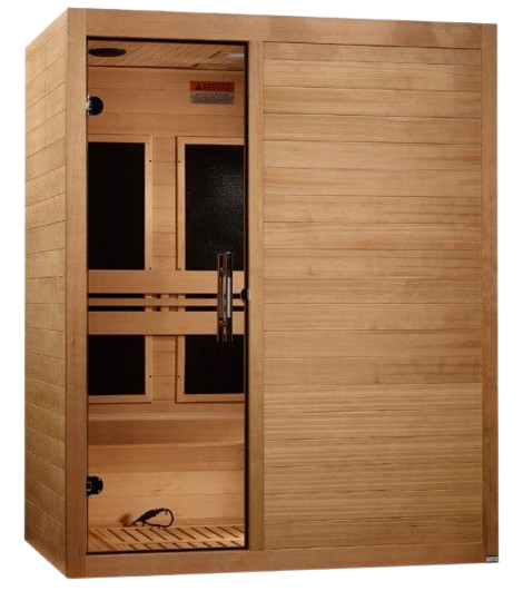 Front Right Side View Of The Maxxus 3-Person S-Line Low EMF FAR Infrared Indoor Sauna | MX-S306-01