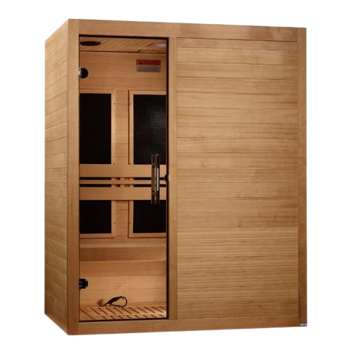 Front Right Side View Of The Maxxus 3-Person S-Line Ultra Low EMF FAR Infrared Indoor Sauna | MX-S306-01-ULEMF