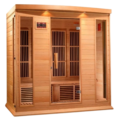 Front Right Side View Of The Maxxus 4-Person Low EMF FAR Infrared Indoor Sauna | MX-K406-01